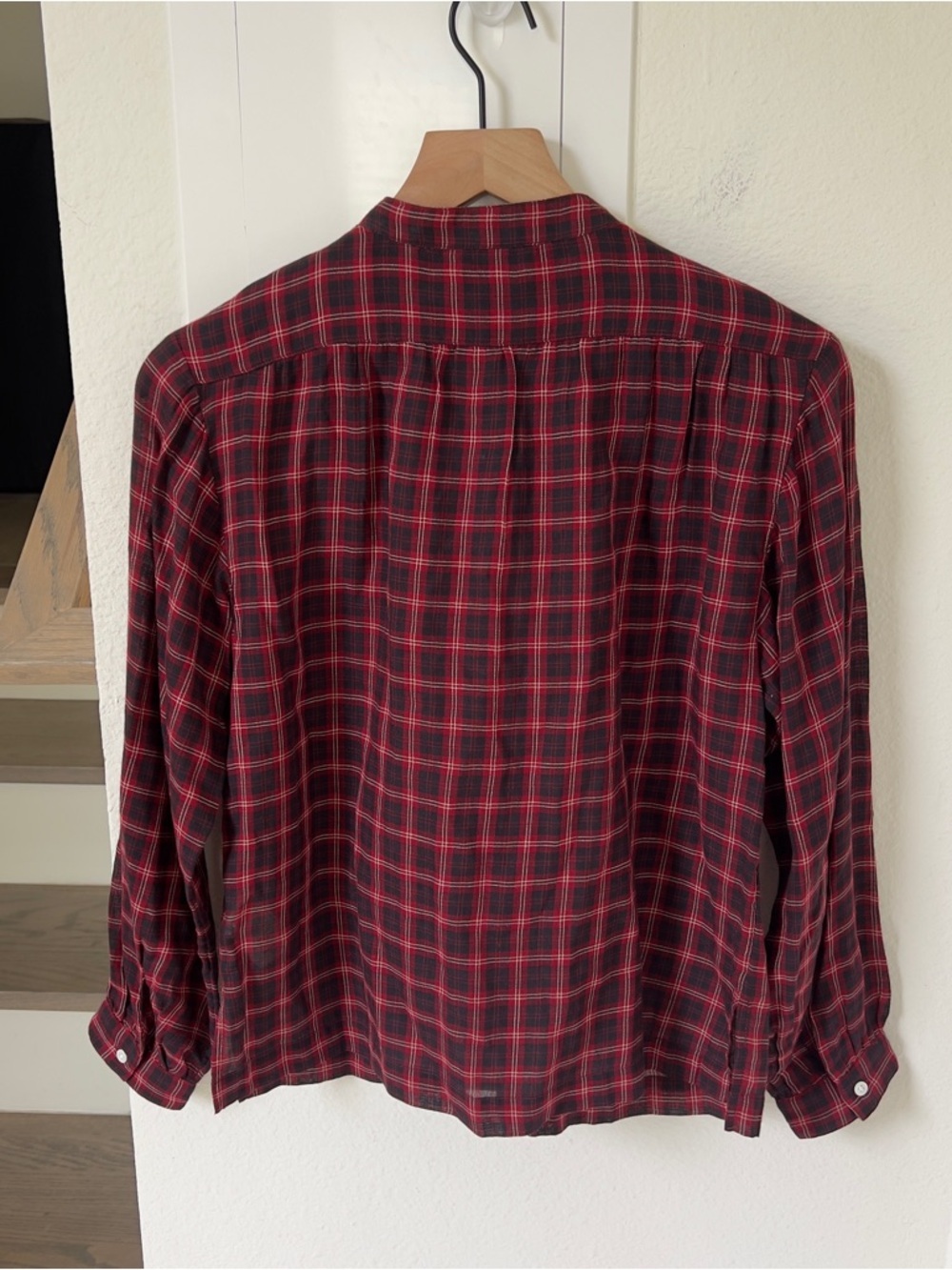 NWT Doen Breena Countryside Plaid Button Up Down Shirt in Black and Red - Picture 4 of 9